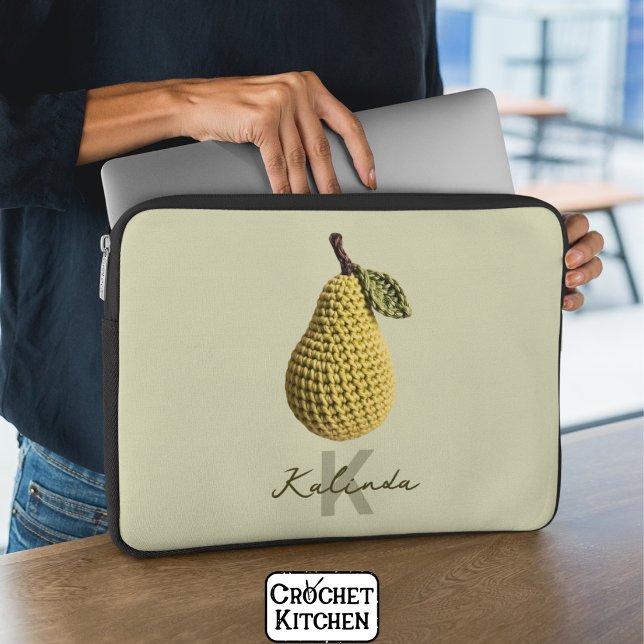 Capa Para Notebook Nome do Monograma de Pear Amarelo Mínimo Moderno (Criador carregado)