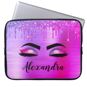 Capa Para Notebook Nome do Monograma do Minigráfico da Glitter Roxo