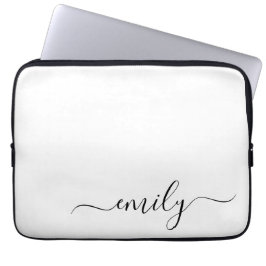 Capa Para Notebook Nome do Monograma do Script Moderno Preto Branco
