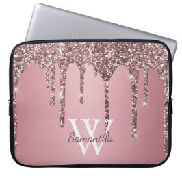 Capa Para Notebook Nome do Monograma do Sparkle Drives Rosa Dourado d
