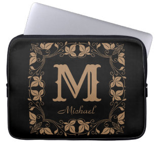 Capa Para Notebook Nome do Monograma Personalizado Floral Clássico da