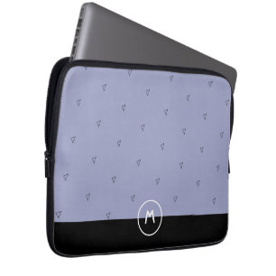 Capa Para Notebook Nome do monograma personalizado mínimo preto azul 