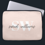 Capa Para Notebook Nome do Monograma Personalizado Moderno - Rosa<br><div class="desc">Bolsa de laptop Rosa do Nome do Monograma Personalizado Moderno</div>