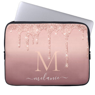 Capa Para Notebook Nome do Monograma Rosa de Texto Blush Glitter Spar