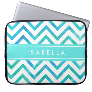 Capa Para Notebook Nome do Padrão de Chevron Azul Aqua Azul Aqua