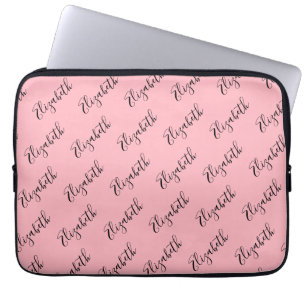 Capa Para Notebook Nome do Padrão de Script Preto Elegante na Rosa c