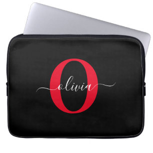 Capa Para Notebook Nome do Script Monograma Personalizado Vermelho Br