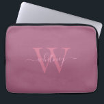 Capa Para Notebook Nome e inicial do monograma moderno mínimo cor-de-<br><div class="desc">Um design de monograma cor-de-rosa com um monograma cursivo mínimo e moderno.</div>