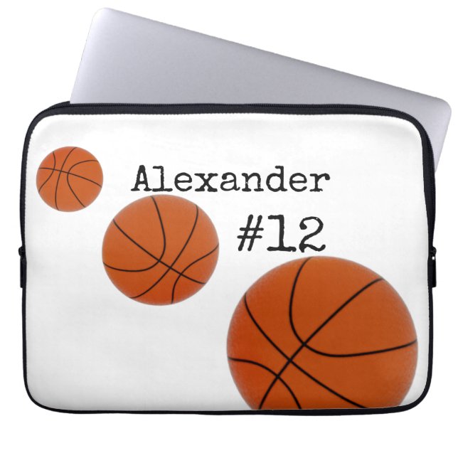 Capa Para Notebook Nome e Número de Basquetebol Fundo Branco (Frente)