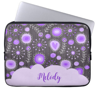 Capa Para Notebook Nome floral das cinzas roxas brancas