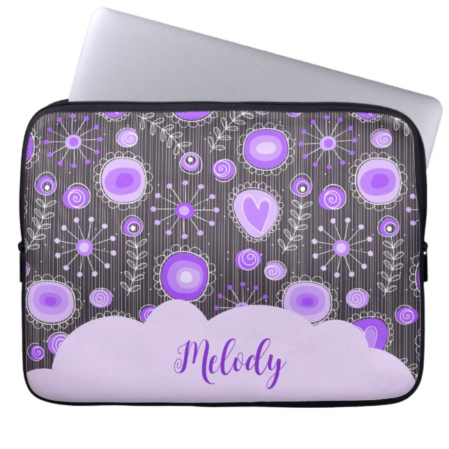 Capa Para Notebook Nome floral das cinzas roxas brancas (Frente)