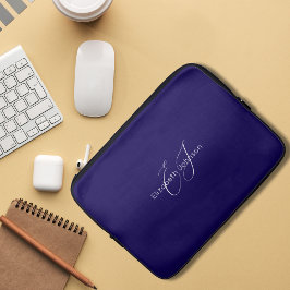 Capa Para Notebook nome minimalista clássico azul e branco personaliz