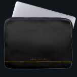 Capa Para Notebook Nome Mínimo Elegante da Linha Dourada Preta<br><div class="desc">Esta bolsa de laptop negra personalizada com o seu nome escolhido em ouro marrom sobre fundo preto é moderna e elegante. Todas as cores podem ser alteradas se quiser.</div>