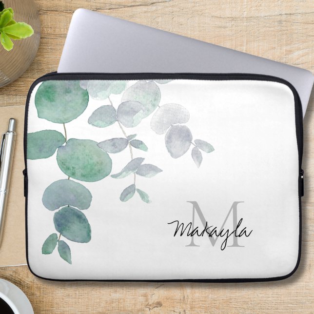 Capa Para Notebook Nome Monograma Eucalyptus (Criador carregado)