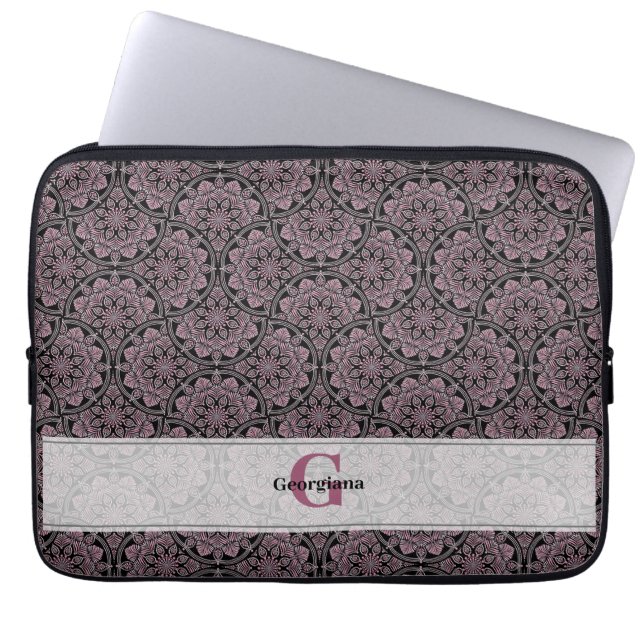 Capa Para Notebook Nome Personalizado 1920 Dusky Rosa Floral Fronds M (Frente)
