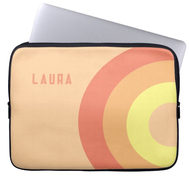 Capa Para Notebook Nome personalizado Alvo Arco-íris – rosa, Pêssego (Frente)