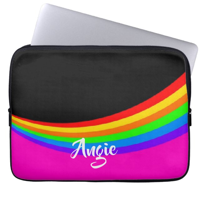 Capa Para Notebook Nome personalizado arco-íris com padrão (Frente)