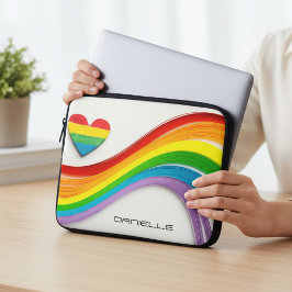 Capa Para Notebook Nome Personalizado Arco-Íris Orgulho LGBT Moderno
