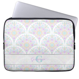 Capa Para Notebook Nome Personalizado Art Deco Pastel Rainbow Floral 