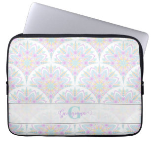Capa Para Notebook Nome Personalizado Art Deco Pastel Rainbow Floral