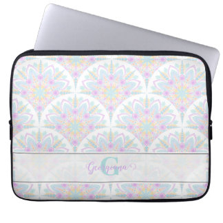 Capa Para Notebook Nome Personalizado Art Deco Pastel Rainbow Floral 