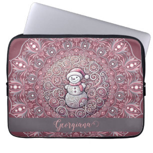 Capa Para Notebook Nome Personalizado Bastante Quente Snowman Mandala