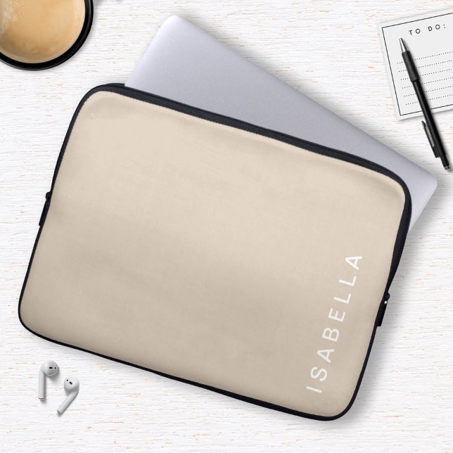 Capa Para Notebook Nome Personalizado Bege Minimalista Moderno (Criador carregado)