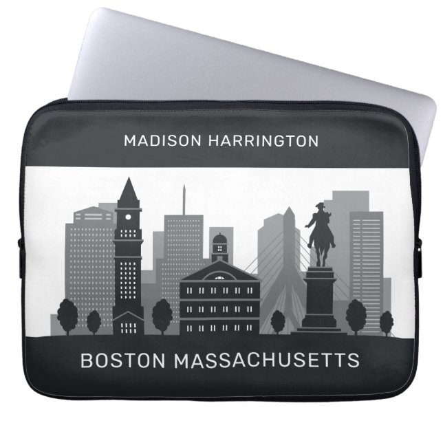 Capa Para Notebook Nome Personalizado Boston Massachusetts (Frente)