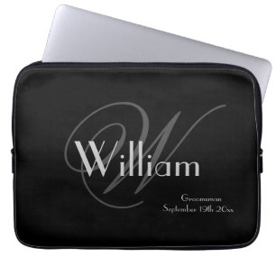 Capa Para Notebook Nome Personalizado Clássico Elegante+Monograma Pre