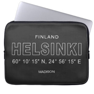 Capa Para Notebook Nome Personalizado Coordenadas de Helsinque