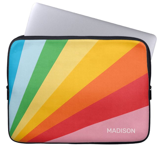 Capa Para Notebook Nome personalizado Cores do arco-íris (Frente)