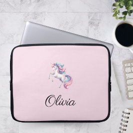 Capa Para Notebook Nome Personalizado de Cor de Água do Unicórnio Cut