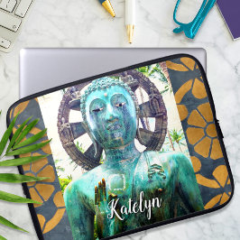 Capa Para Notebook Nome Personalizado de Mosaico Dourado da Estátua B