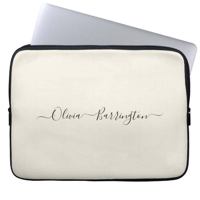 Capa Para Notebook Nome Personalizado de Script Branco Mínimo Moderno (Frente)