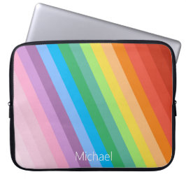 Capa Para Notebook Nome Personalizado de Stripes Coloridas do Arco-ír