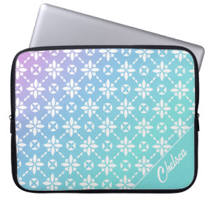 Capa Para Notebook Nome Personalizado do Padrão de Flor do Arco-Íris 