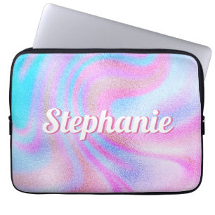 Capa Para Notebook Nome Personalizado do Shimmer Vermelho Azul Roxo