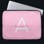 Capa Para Notebook Nome Personalizado e Monograma Rosa Simples<br><div class="desc">Adicione um toque doce e na moda ao seu técnico com este nome personalizado simples e Bolsa de laptop monograma. Apresentando um design cor-de-rosa suave com opções personalizadas de nome e monograma, ele combina o encanto feminino com a função do dia a dia. Perfeito para o trabalho, escola ou viagem....</div>