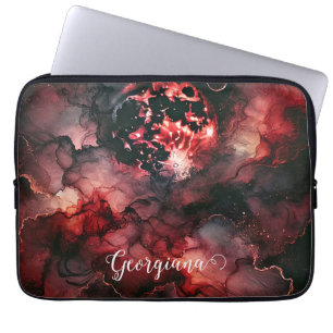Capa Para Notebook Nome Personalizado Eerie Blood Moon Halloween Tint