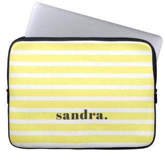 Capa Para Notebook Nome Personalizado em Negrito Listras Amarelo Limã