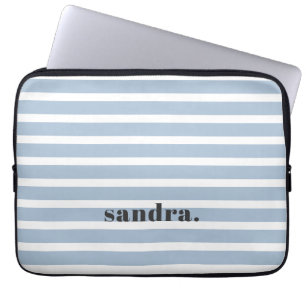 Capa Para Notebook Nome Personalizado em Negrito Listras Azul Poeira
