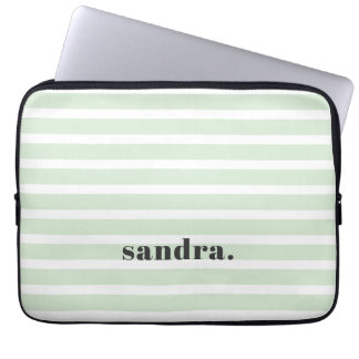 Capa Para Notebook Nome Personalizado em Negrito Listras Verde Claro