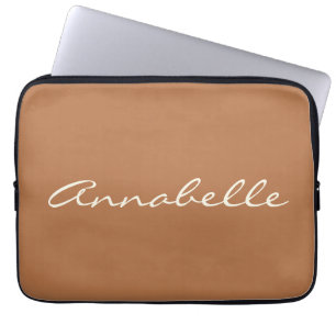 Capa Para Notebook Nome Personalizado em Roteiro Marrom Caramelo Mini