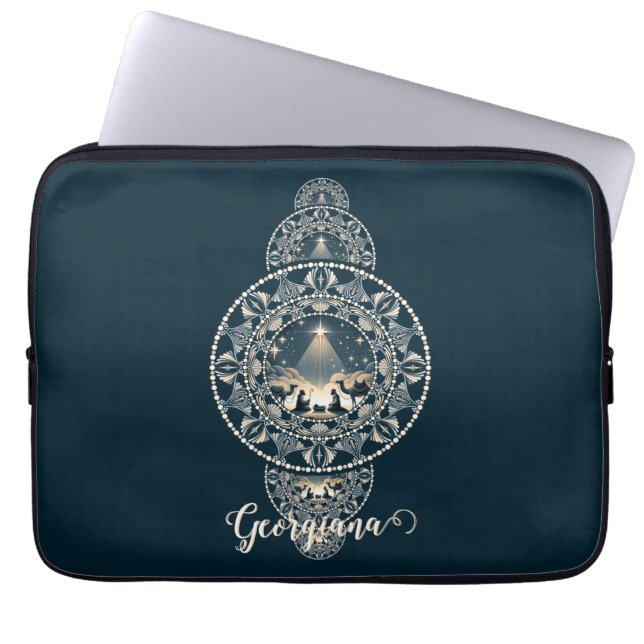 Capa Para Notebook Nome Personalizado Estrela Santa de Mandala Orname (Frente)