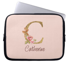 Capa Para Notebook Nome Personalizado Folha de Ouro Blush Rosas Rosa 