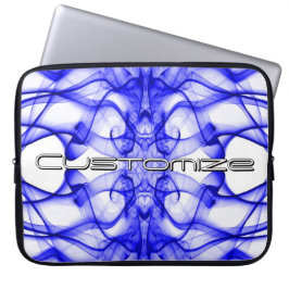 Capa Para Notebook Nome Personalizado Fumaça Azul Simétrica Branco