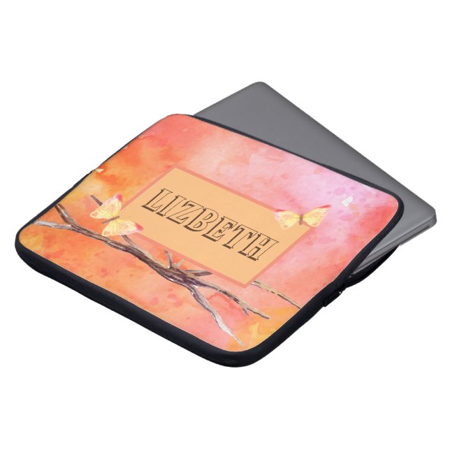 Capa Para Notebook Nome Personalizado Laranja (Frente Topo)