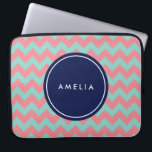Capa Para Notebook Nome Personalizado Monograma Azul Claro e Rosa<br><div class="desc">Padrão moderno e moderno do diafrão em uma sombra pastel azul-claro e rosa. Personalize esta manga adicionando seu nome; você pode substituir facilmente o texto do marcador de posição para adicionar seu texto. Para obter mais opções,  como alterar a fonte e seu tamanho,  clique no botão "Personalizar".</div>