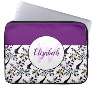 Capa Para Notebook Nome Personalizado Monograma Padrão de Árvore Fl