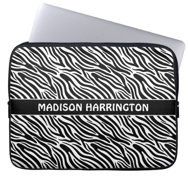 Capa Para Notebook Nome Personalizado Padrão Zebra (Frente)